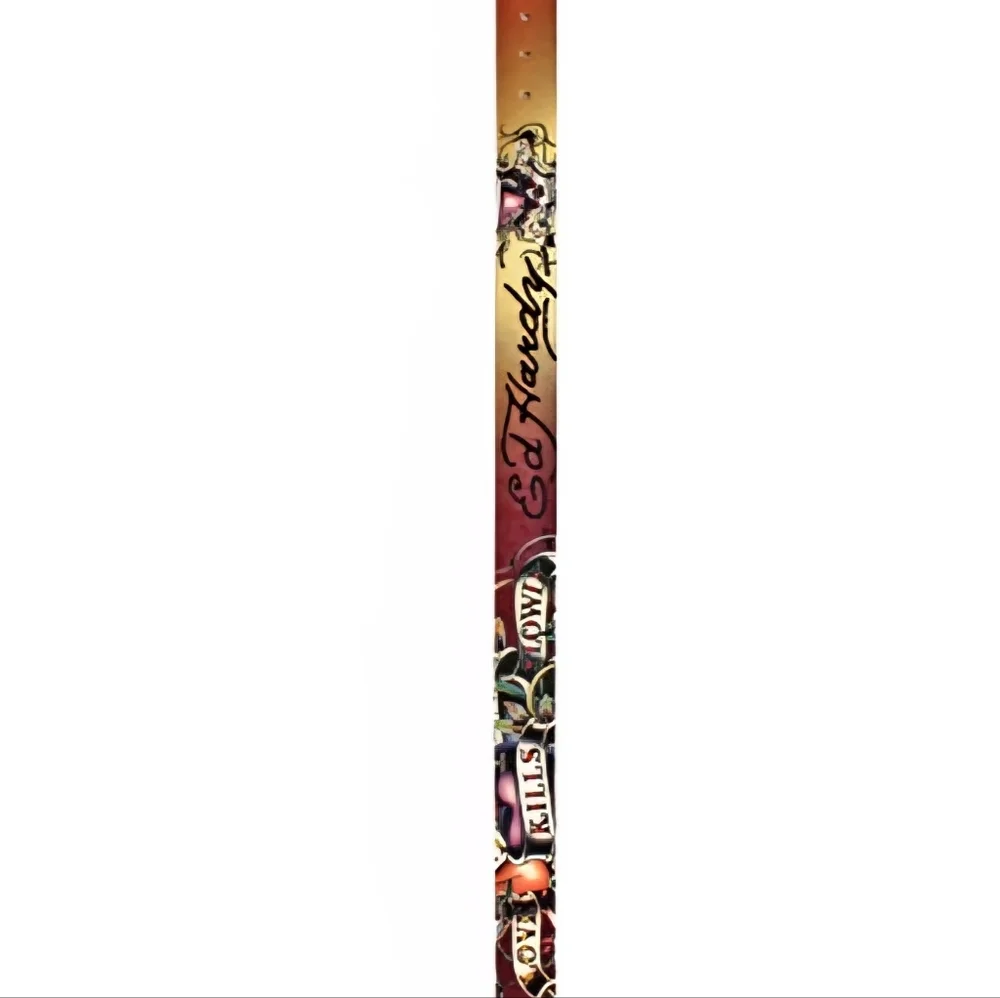 Ed Hardy EH3298 Love Kills Slowly -Kids Brown Gold Leather Belt XL Waist 28